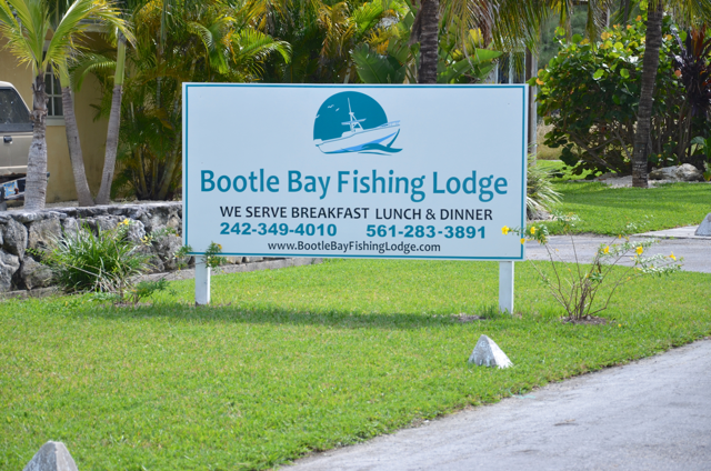 Bootle Bay Fishing Lodge front lawn sign