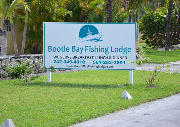 Bootle Bay Fishing Lodge front lawn sign